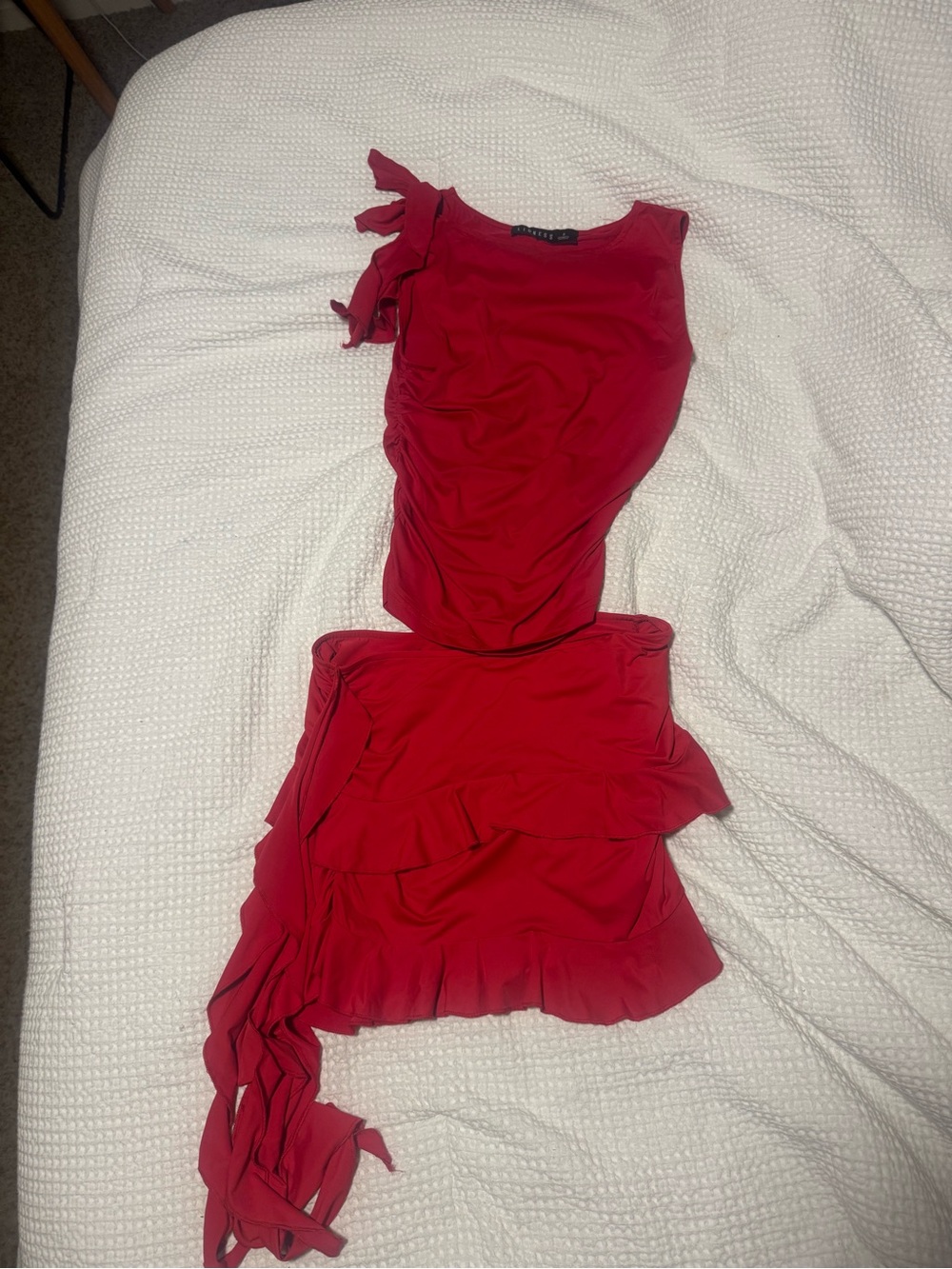 Lioness Red One-Shoulder Ruffle Tank - Picture 2 of 4